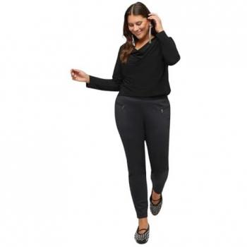 Camiseta de Mujer Fiorella Rubino con Escote Holgado y Fácil Planchado, Color Negro, Talla XL Otoño Invierno 24