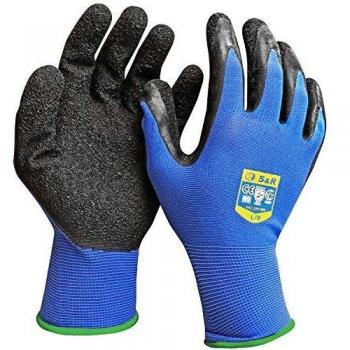 S&R 12 Guantes de Trabajo de Nylon y Latex – 12 Pares - Talla L / 9