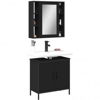 Conjunto de muebles de baño 2 piezas de madera contrachapada negra multicapa