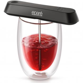 Aireador de vino compacto Eparé; decantador tamaño viaje para un vaso; modalidades para botella de vino tinto, blanco u oporto; presentado en la guía para regalos navideños de Good Housekeeping