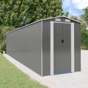 vidaXL Garden Shed Light Grey 192x855x223 cm Galvanised Steel