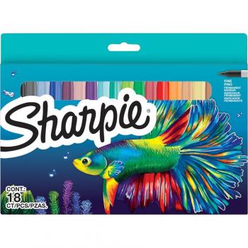 Marcadores permanentes Sharpie Fine promo pack PEZ - 18 unidades colores surtidos
