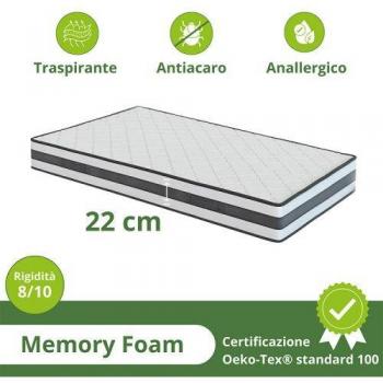 Colchón Individual Viscoelástico 80x200 cm Hipoalergénico Ortopédico de Firmeza Media con Sistema de Alivio de Puntos de Presión - Fabricado en Italia
