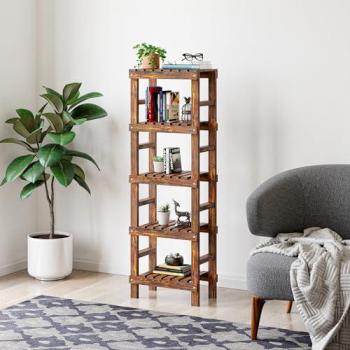 Estantería de pie Kinnula versátil con 5 estantes de pino teñido 120 x 40 x 25 cm - Madera oscura
