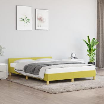 Estructura de cama con cabecero de tela verde 140x190 cm