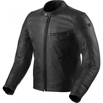Chaqueta de Moto REV'IT! Rino Negra - Cuero, Talla 52, Diseño ergonómico, Protección CE en hombros y codos, Forro térmico desmontable, Ventilación optimizada, Ajustes en