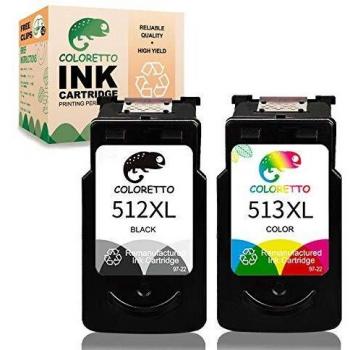 COLORETTO Cartucho de Tinta Remanufacturado para Canon PG-512XL CL-513XL 511XL 510XL 512 513 511 510 XL