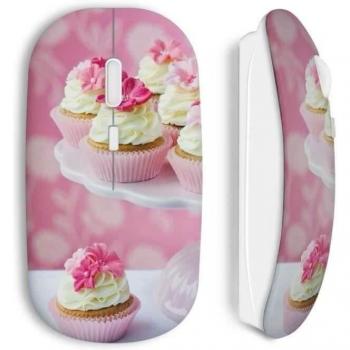 Ratón Inalámbrico Diseño Cupcake Rosa