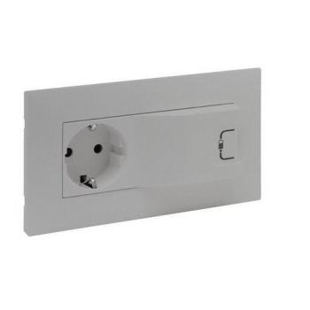 Base de enchufe 2P+T con USB A Niloé Step semi-empotrada aluminio LEGRAND 864323