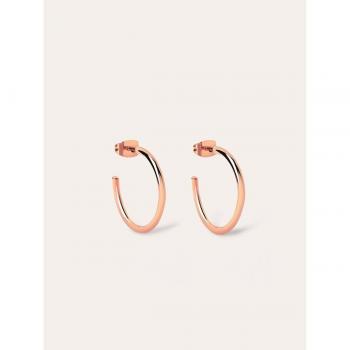 Pendientes Singularu Aro Ank en Latón con Baño de Oro Rosa de 18 Kt. - Joyas de Aro con Cierre Tuerca a Presión - Hecho en España