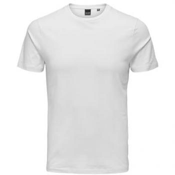 Camiseta Básica Slim de Cuello Redondo Only & Sons - Pack de 2 Blancas para Hombre