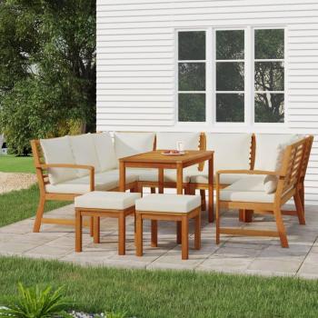 9-Piece Acacia Wood Garden Dining Set with Cushions