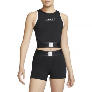 Camiseta de tirantes corta Nike Pro Dri-FIT para mujer con estampado en color negro (talla XS - EU 32-34)