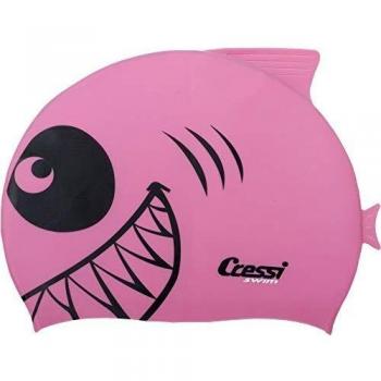 Gorro de natación Cressi silicona tiburón rosa infantil