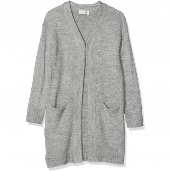 NAME IT Nkfvafia LS Long Knit Card Noos, Chaqueta Punto para Niñas, Gris