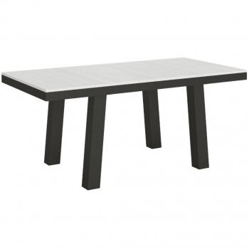 Mesa extensible 90x180/284 cm Puente Blanco Fresno con Estructura Antracita