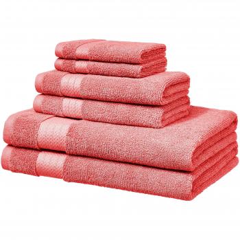 AmazonBasics - Toallas de altas prestaciones, 2 de baño, 2 de mano y 2 de lavabo, Rosa coral