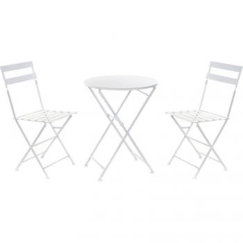 Conjunto de Mesa con 2 Sillas Blanco 80 cm