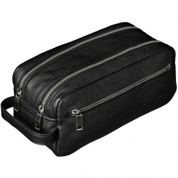 STILORD 'Kurt' Neceser Grande con asa de Cuero Vintage para Hombre y Mujer Bolsa de Aseo o Viaje Bolso de Maquillaje o cosméticos de auténtica Piel, Color:Negro