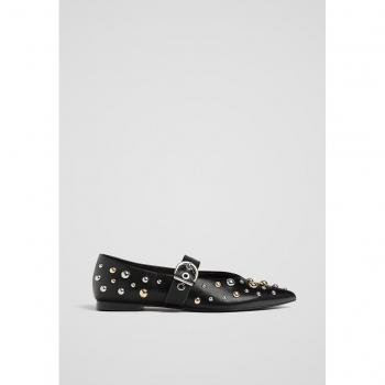 Studded Black Ballet Flats Size 6