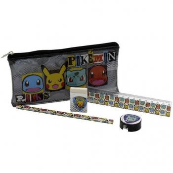Pokémon- Estuche con Material Escolar, Portatodo, Lápiz, Regla, Goma de Borrar, Sacapuntas, Multicolor, Producto Oficial