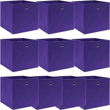 Cajas de almacenaje 10 uds tela morado 32x32x32 cm