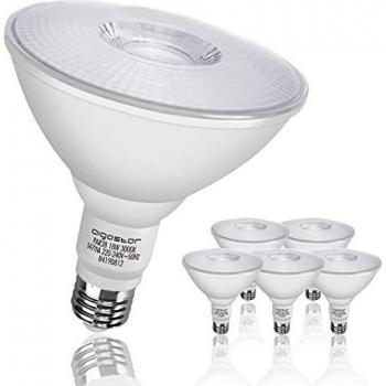 Aigostar - Pack de 5 PAR38 COB - Punto de luz de casquillo grande e27, 18w watios, luz cálida