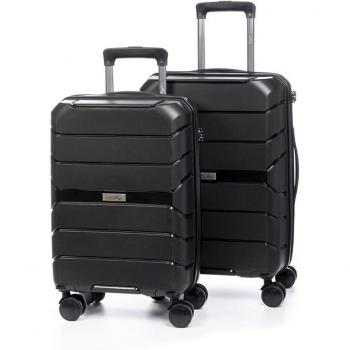DAM Juego de 2 maletas Trolley PP resistente a la rotura con cerradura TSA numérica, 4 ruedas giratorias 360°, extraíbles, dimensiones 56x38x23 cm