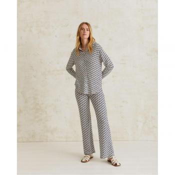 Pantalón de Mujer Punto Jacquard Crudo+Navy Yerse