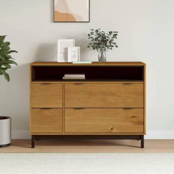Gabinete de madera maciza de pino FLAM 110x40x80 cm Marrón