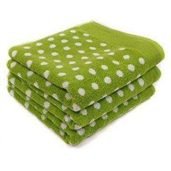 Lasa Graphic Dots - Juego de toalla para tocador, 33 x 50 cm, lavabo, 50 x 100 cm y baño, 100 x 150 cm, color verde