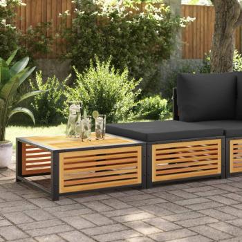 Conjunto de Muebles de Jardín Exterior - Mesa de Jardín con Taburete de Madera Maciza de Acacia Antracita y Crema