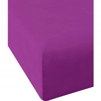 Naf Naf Maison Sábana Bajera Ajustable 100% Algodón 144 Hilos Lila para Cama de 90 cm