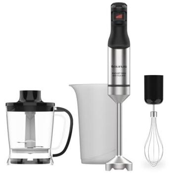 Batidora de Mano Taurus Rocket 1500W Inox Negra - 20 Velocidades Ajustables, Vaso Medidor 700ml, Diseño Ergonómico, Campana Anti Salpicaduras