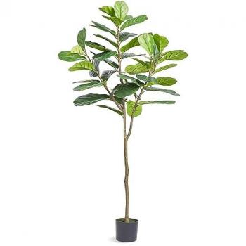 Árbol Artificial Higo de Hoja de Violín 185 cm - Planta Falsa Realista para Decoración Interior y Exterior, Maceta Incluida