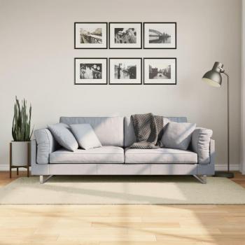 Alfombra de pelo corto suave y lavable crema 100x200 cm