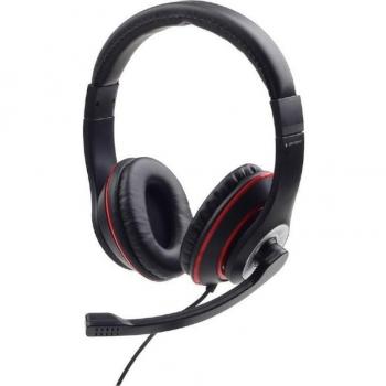 Gembird MHS-03 Stereo Headset with Microphone, Wired, Black and Red