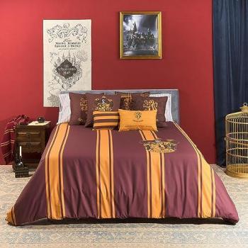 Funda Nórdica Harry Potter Gryffindor Rayas 100% Algodón Extrasuave con Botones para Cama de 180 (260x240 cm) - Made in Spain