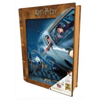 Puzzle 3D Lenticular Harry Potter y Ron Weasley en el Ford Anglia de 300 Piezas