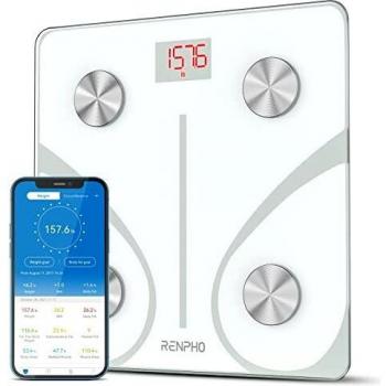 Bascula de Baño Digital Grasa Corporal, RENPHO Balanza Bluetooth Inteligente con App, Bascula Electrónica Analógica Monitores con Análisis Corporal, 13 Mediciónes de Peso IMC Visceral e Muscular