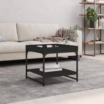 Mesa de centro de madera de ingeniería 49,5x49,5x45 cm en color negro, roble sonoma y roble ahumado, ideal para salón o comedor