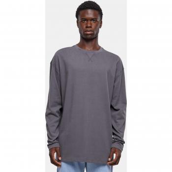 Camiseta Manga Larga Oversized Open Edge para Hombre - Gris Oscuro - Talla M a L - 100% Algodón