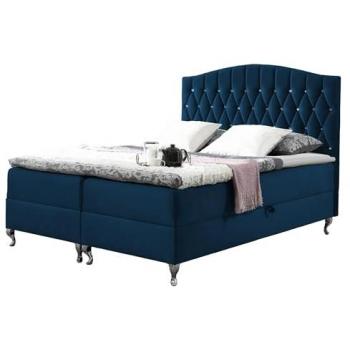 Cama Continental Baltimore 142 - Doble, Tapiz Azul, Somieres, 207 x 142 x 138 cm