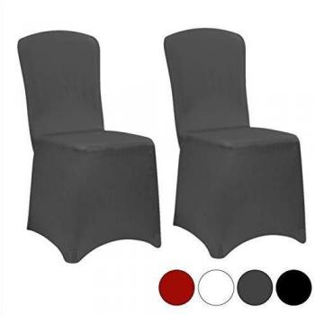 Juego de Fundas para Sillas de Alta Respaldo - 2 Piezas Color Gris Antracita Stretch