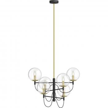 Lámpara colgante Lucande Sotiana, vintage en negro, 6 luces de vidrio, E14