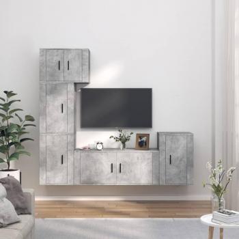 Set de muebles de TV 5 piezas madera contrachapada gris hormigón