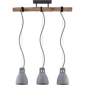 Lámpara colgante Esmila de Lindby, diseño vintage en marrón, fabricada en madera y hormigón, con 3 lámparas E27, ideal para salón y comedor
