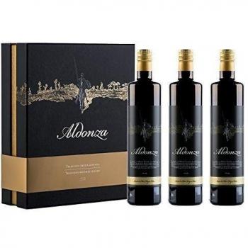 Aceite de Oliva Virgen Extra, Aldonza - Caja de degustación de regalo Gourmet de 3 botellas x 750 ml [pack de 3]- Primera Extración en Frio.