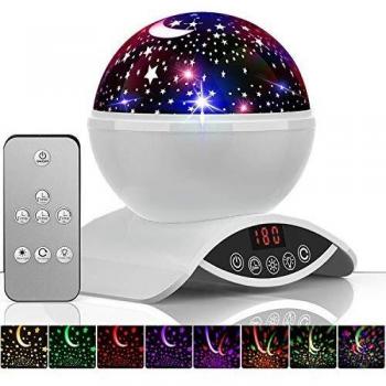 Amouhom Lámpara Proyector Estrellas, Lámpara de Nocturna, Lámpara Proyector Infantil, 360° Rotación Lampara con Temporizador led Pantalla y Control Remoto, 8 Modos, Perfecto Regalo Para Bebés