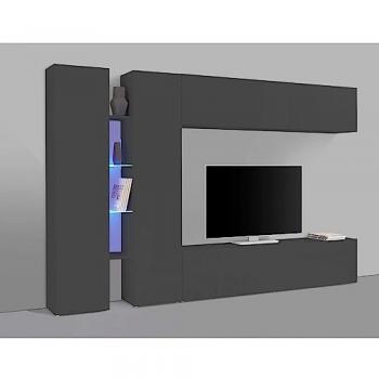Mueble de TV moderno en color negro con 2 armarios y 4 estantes para televisores de hasta 70